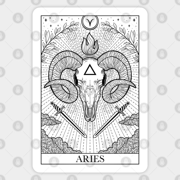 Zodiac sign tarot card Aries Magnet by OccultOmaStore